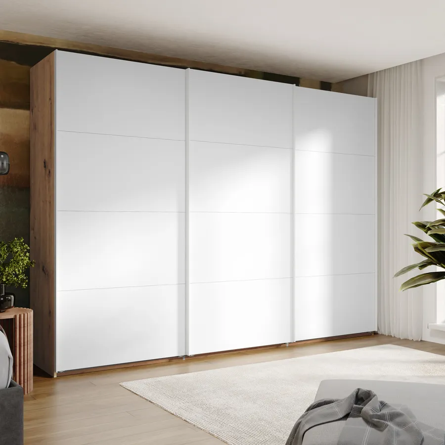 Madia Soggiorno Britney 138cm CAESAROO - Bianco Opaco E Rovere Naturale, 3 Ante Moderna - Foto 9