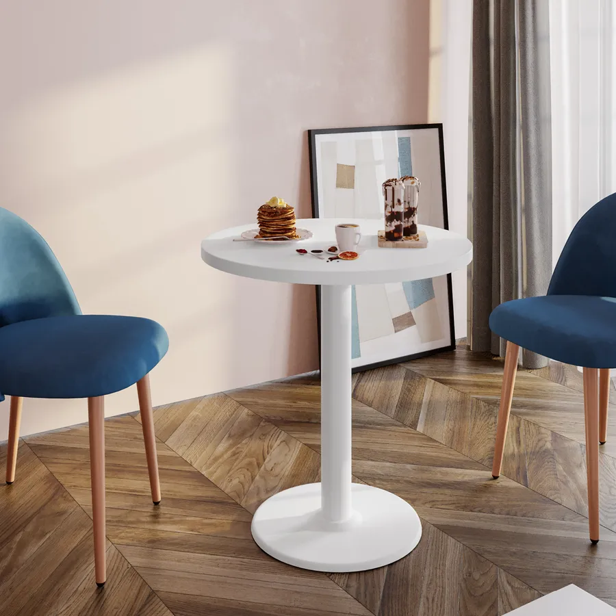 Tavolino Da Divano A Forma Di C - 40x40x60 Cm, Bianco, Con Struttura In Metallo, Per Soggiorno E Camera Da Letto