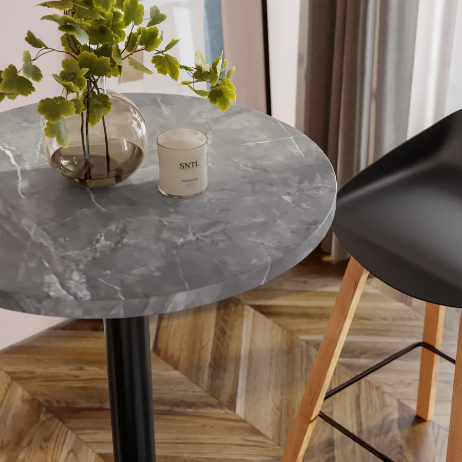 Destination Vinyl – Set Di 2 Sottobicchieri Rotondi – Grigio Marmo Oro – 9 Cm X 4 Mm – Con Retro In Sughero – Proteggi Tavolo Eleganti