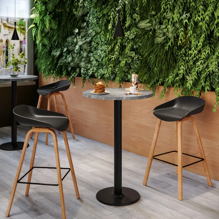 Tavolino Tulipano con piano marmo sahara noir tondo da cm 51 - Instant Design