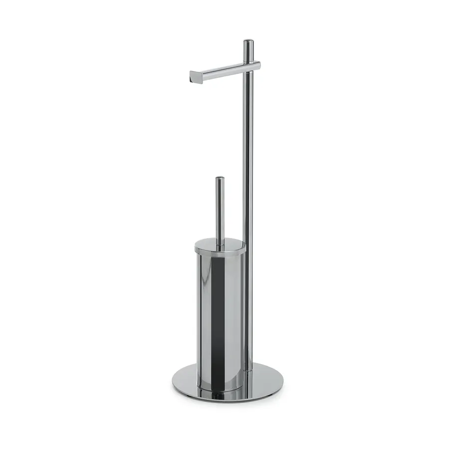 Piantana portarotolo in acciaio inox e portascopino blu e trasparente - Rainbow di Gedy