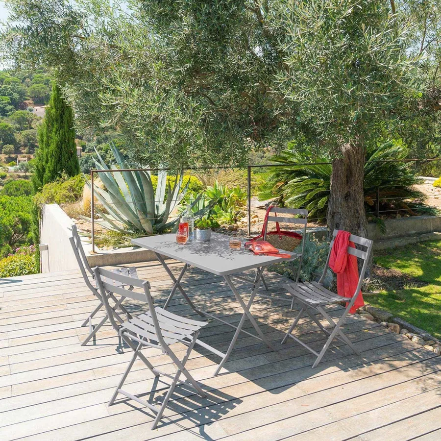 Tavolo Pieghevole 110x70 Cm In Acciaio - Per Esterno/Interno, Giardino, Balcone, Nero - Foto 8