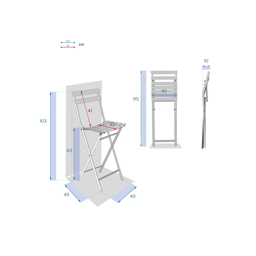 Tessuto Oxford 600d Sgabello Pieghevole Cosma Per Esterni Acciaio E  Tessuto Oxford Blu, Portata 80kg Seduta Pieghevole Cosma