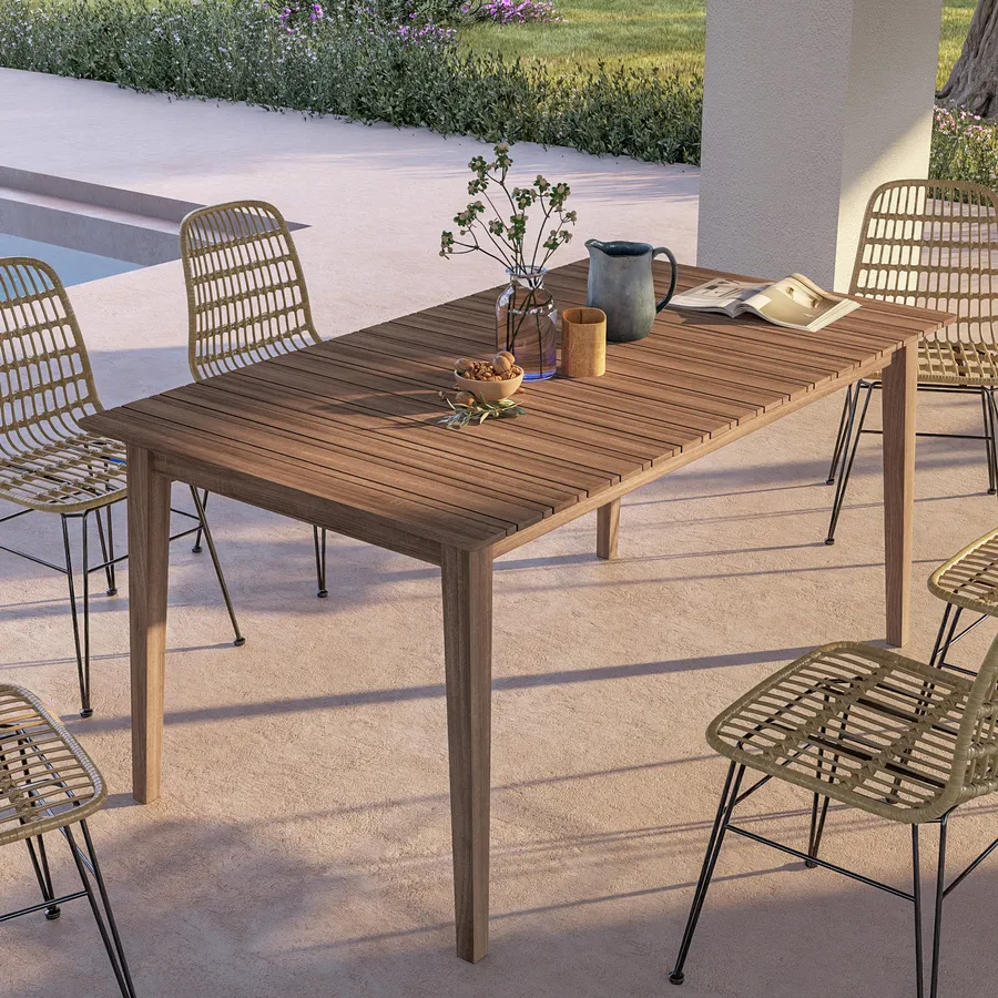 Tavolo da giardino in alluminio e legno di acacia per 8 persone 200x95
