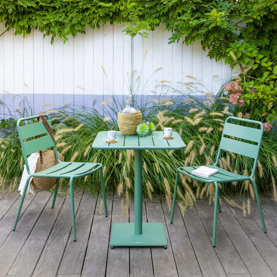Tavolo da giardino 65x65 cm in acciaio verde oliva - Barrito