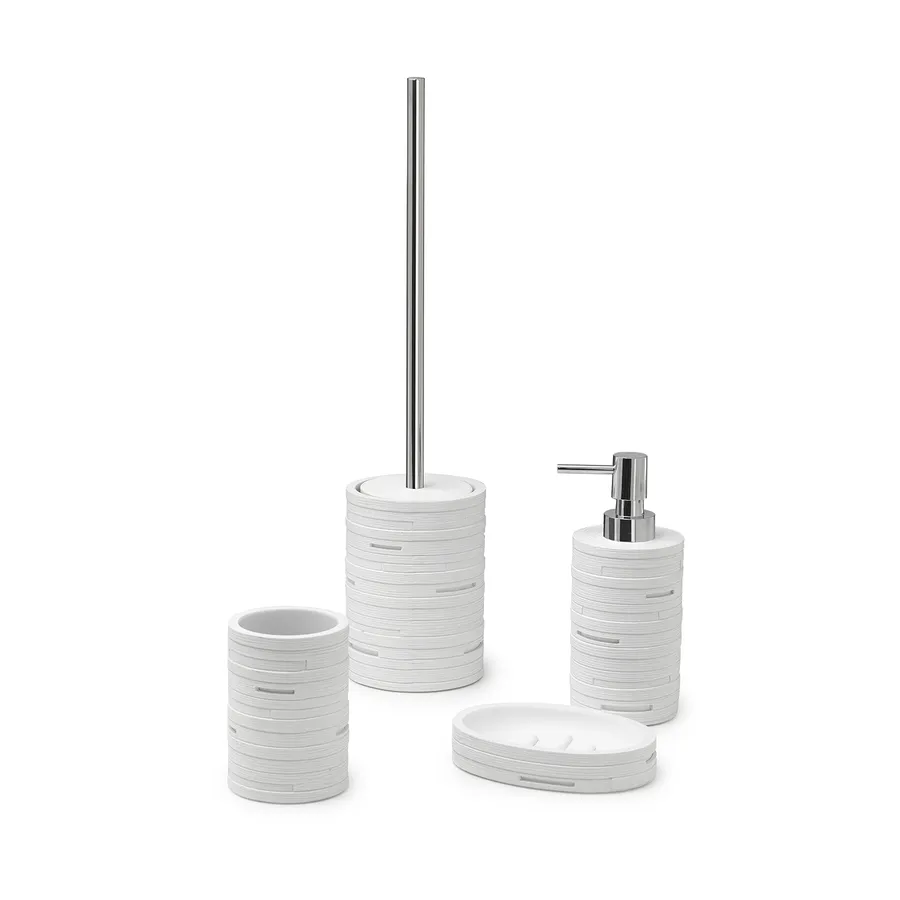Set di 4 accessori bagno vetro verde e argento CANOA