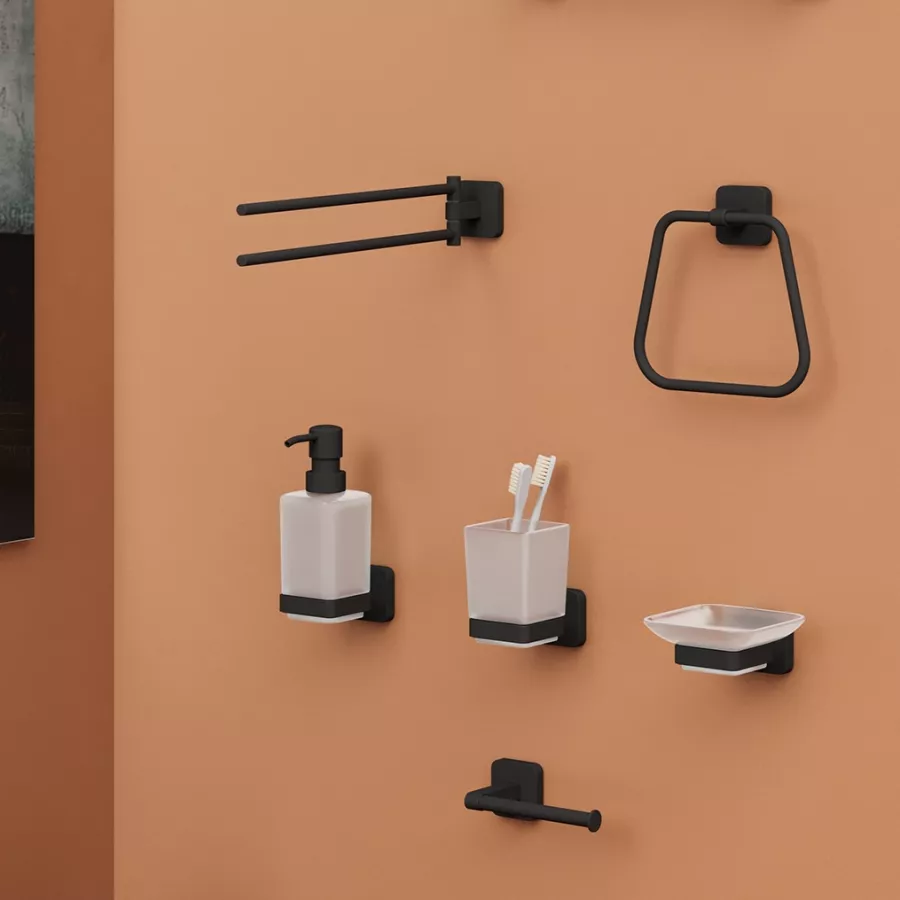 Dispenser Sapone A Muro In Acciaio Cromato E Vetro Satinato - Linea Velvet