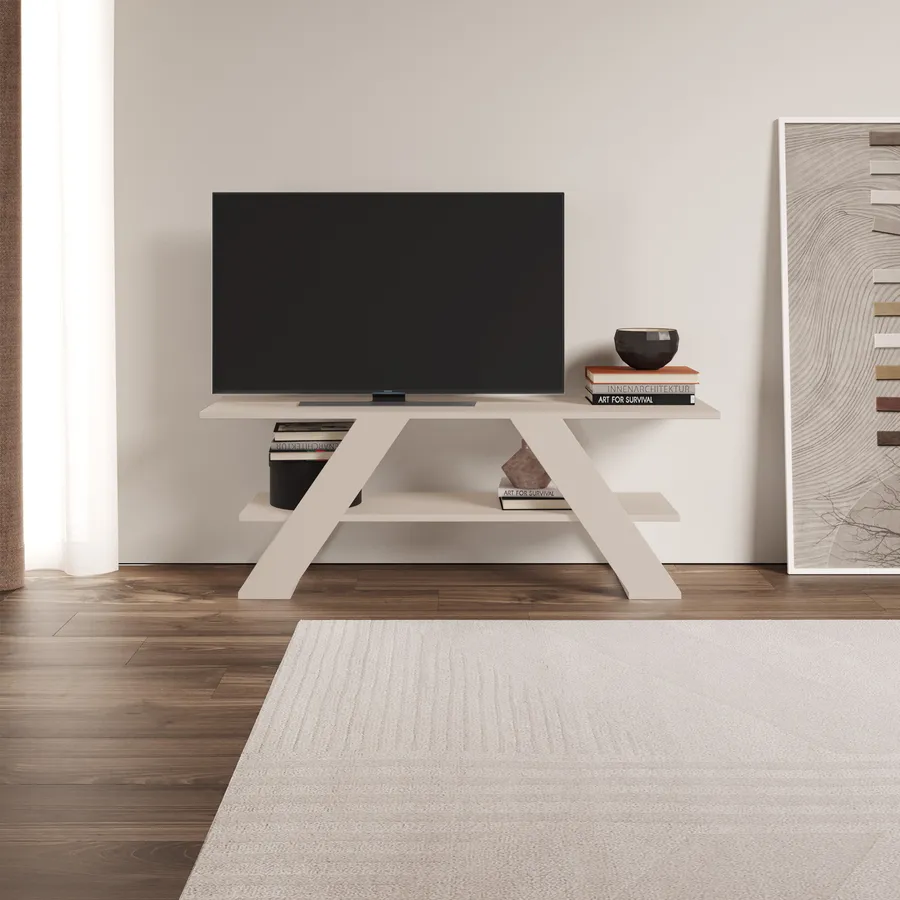 Mobile TV TJROO 140x35x40cm Nero - Cassettiera Legno Multistrato - Foto 8