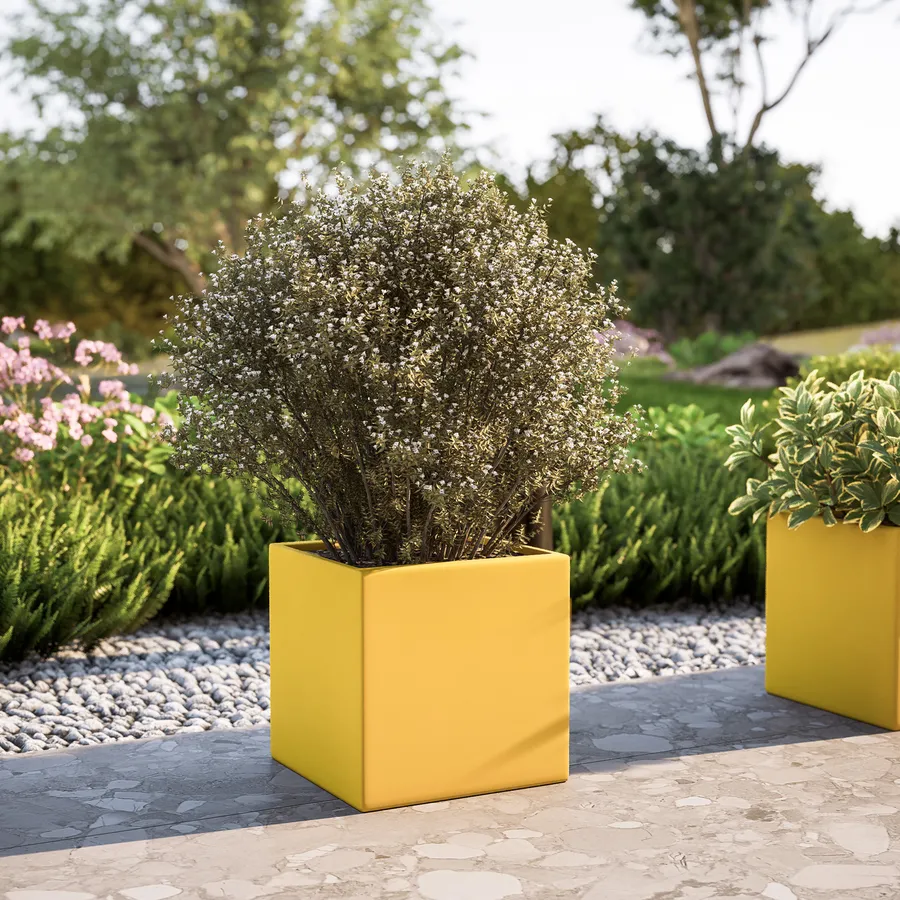 MAGNETIKA Vaso Magnetico Cubic 7 Cm - Giallo Acido - Fioriera Con Magnete Per Ringhiere Metalliche E Giardini Verticali - 4