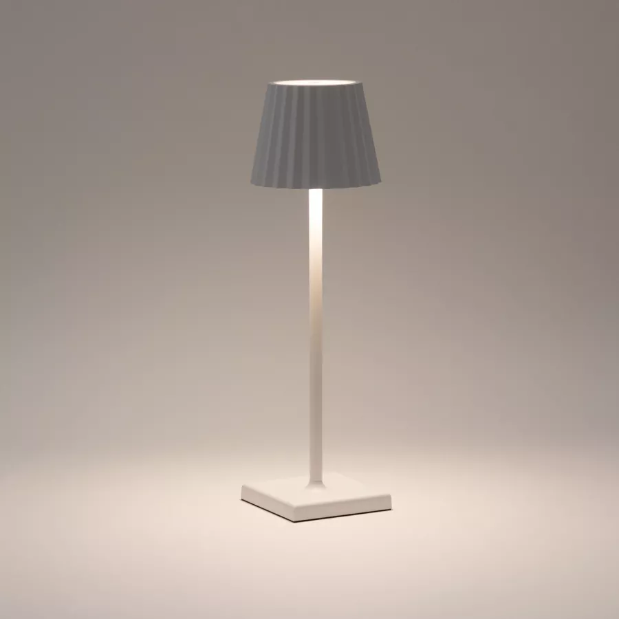 Lampada da Tavolo con Sfere, Abat Jour con Paralume di Stoffa, HxD: 50 x 25 cm, Attacco E27, Argento Bianco, Relaxdays | Leroy Merlin