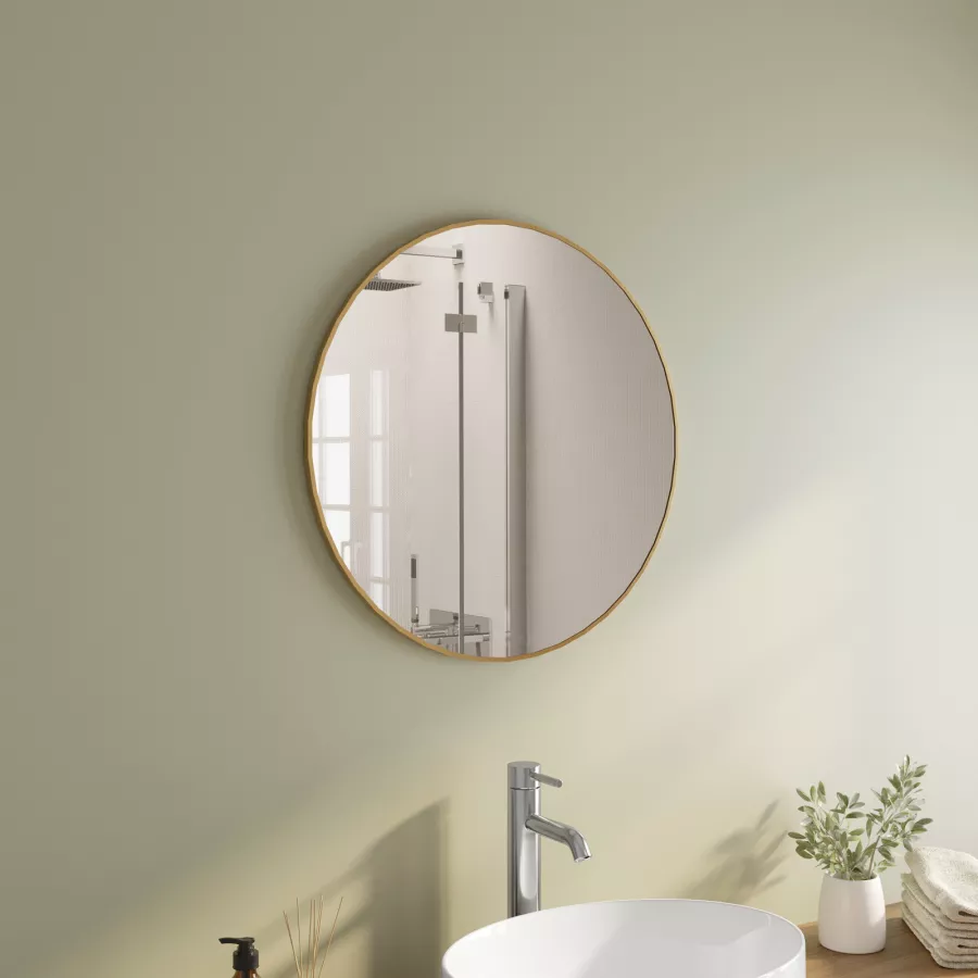Specchio Da Bagno Con Cornice Argento Spazzolato 60x28 Cm - Infrangibile E Antiruggine Con Staffe A Z - GOLOMO