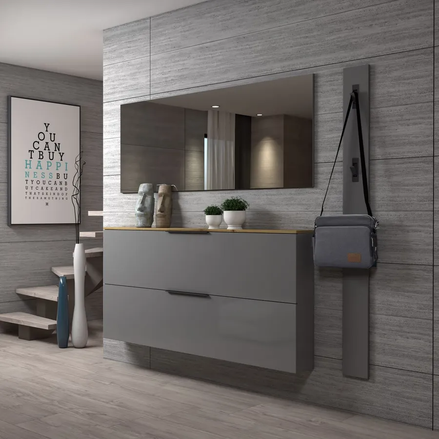 Scarpiera A Soffitto Con 4 Ribalte | Grigio | 100x24x91 Cm | Ripiano Regolabile - Foto 4