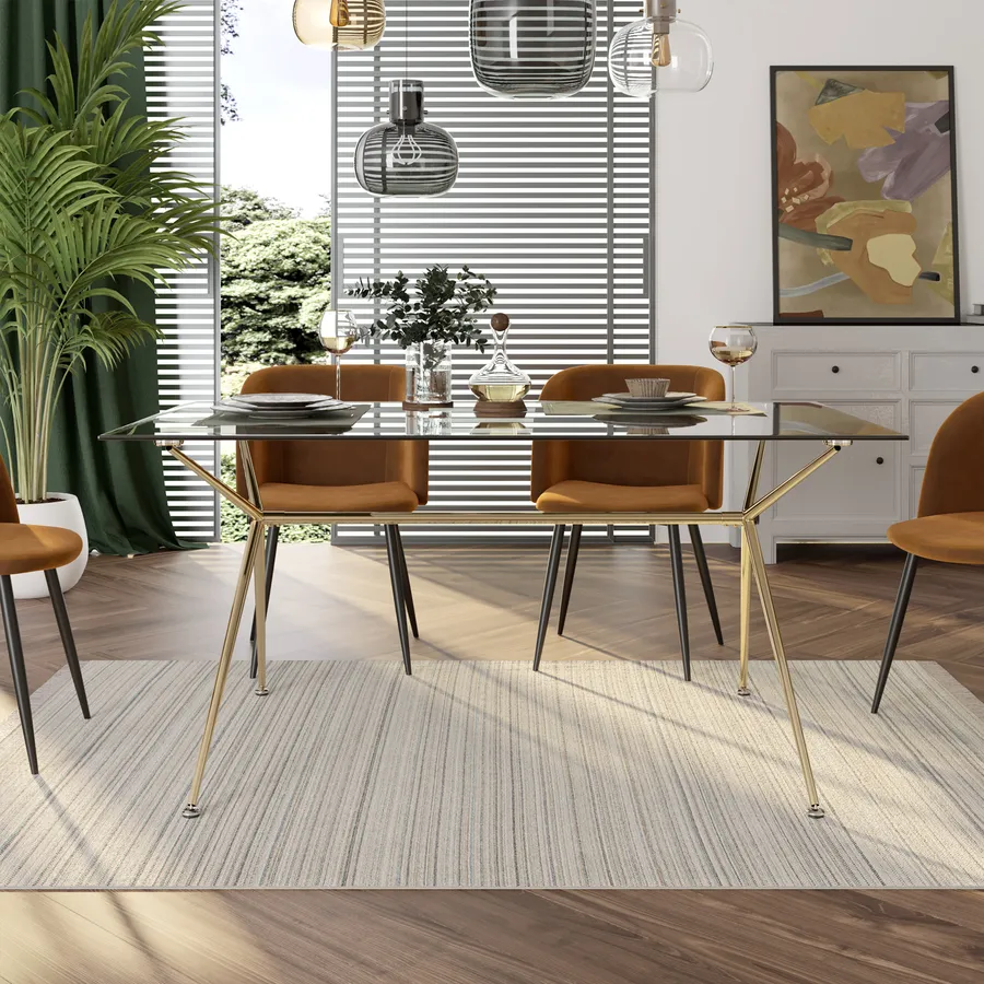 Tavolo Da Pranzo WeHome Con Top In Vetro E Gambe In Legno - 160x90x74 Cm, Elegante E Stabile Per Cucina E Soggiorno - Foto 3