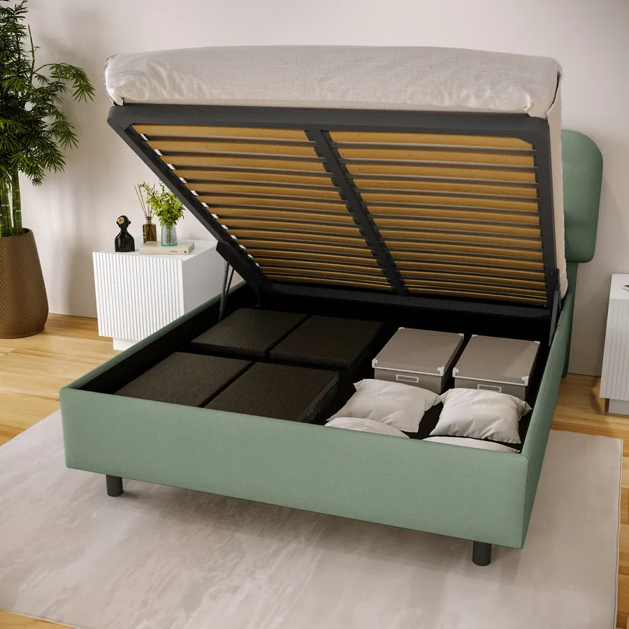 Letto una piazza e mezzo 120x190 cm imbottito e rivestito in