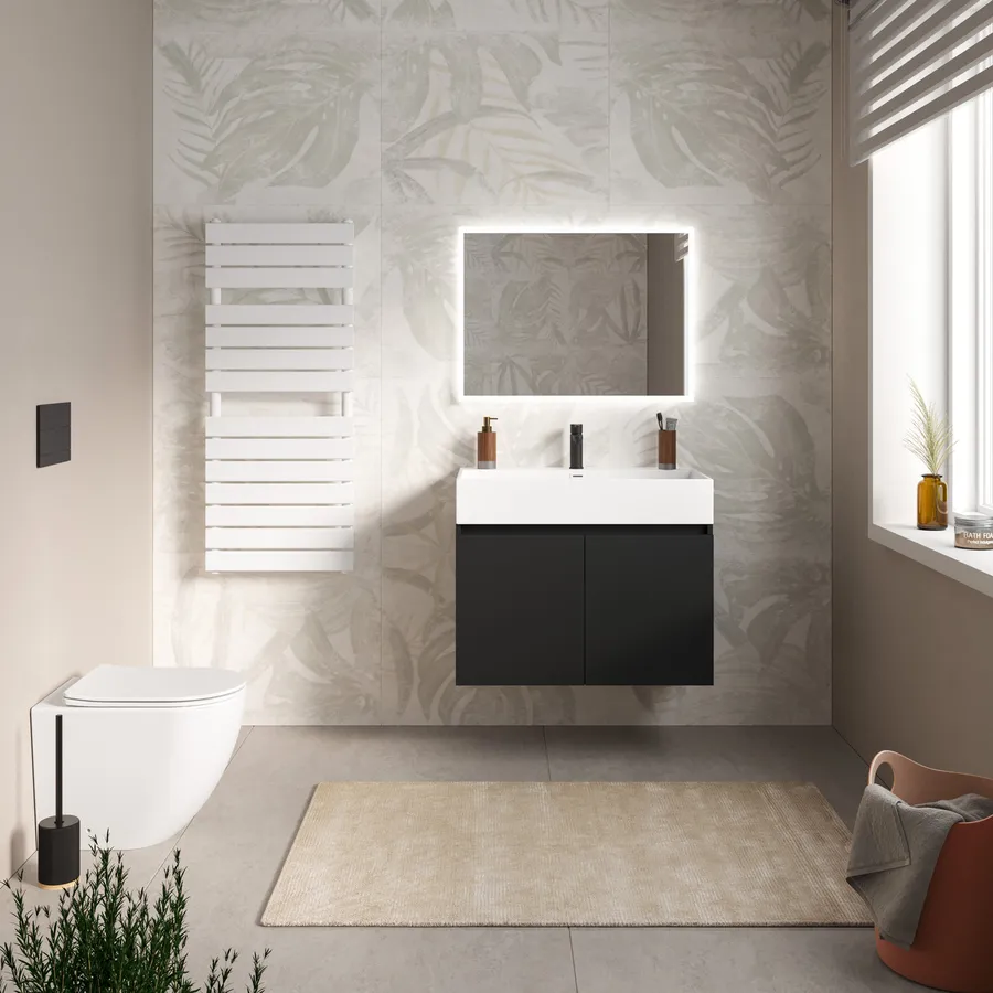 Mobile bagno sospeso 80 cm con cassetti rovere deciso - Jordan