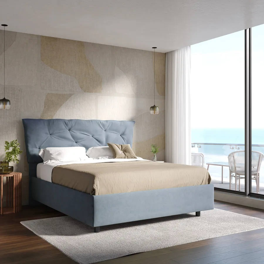 Elegante Letto Imbottito 160 X 200 Cm Con Ampio Schienale, Rivestito In Velluto, Con LED E Presa Usb Grigio Elegante Letto Imbottito 160 X 200 Cm Con Ampio Schienale, Rivestito In Velluto, Con LED E Presa Usb Grigio