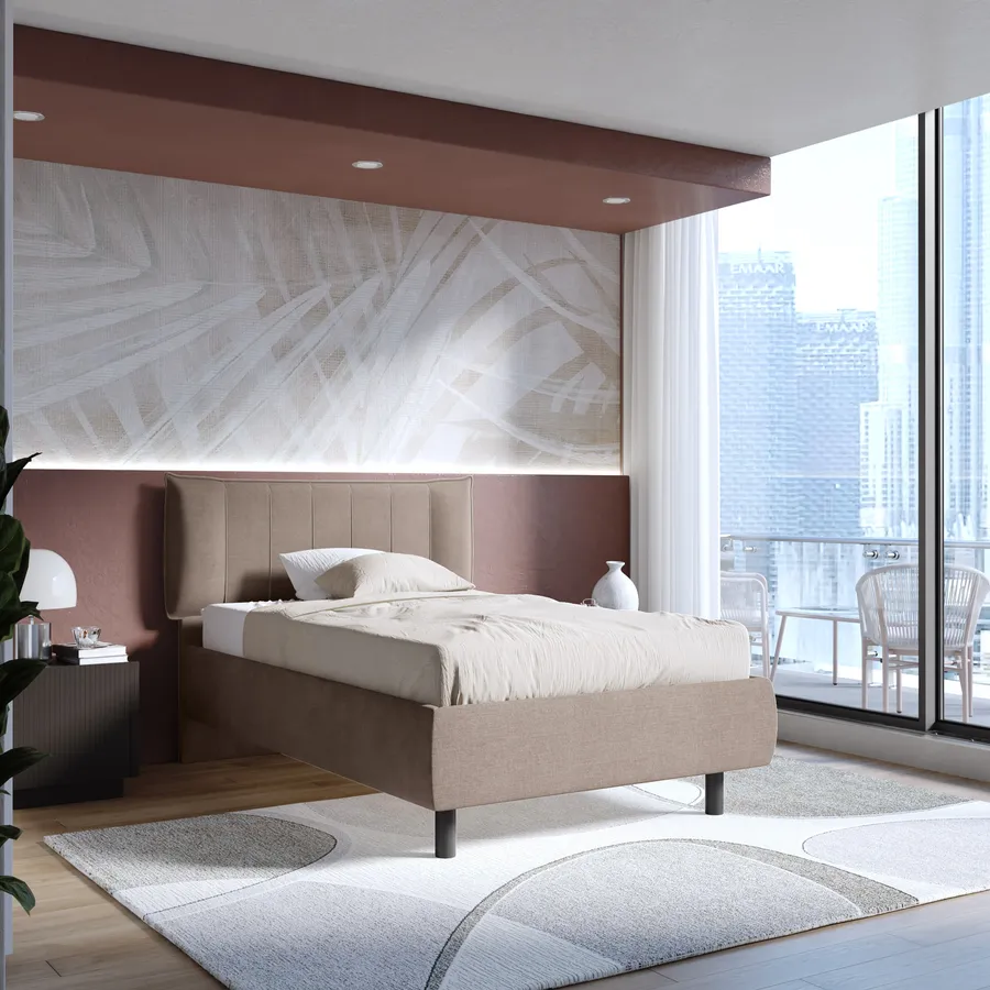 Letto una piazza e mezzo 120x190 cm imbottito e rivestito in