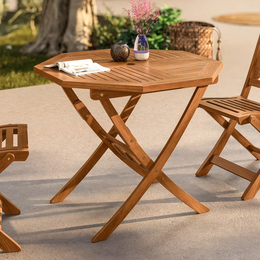 Tavolo da giardino pieghevole rotondo 100 cm in legno d'acacia Paja