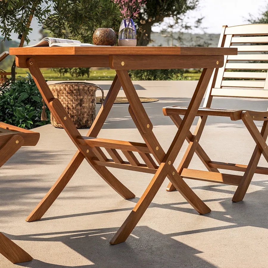 Tavolo Da Giardino Pieghevole Totò Piccinni – Tondo In Polyrattan Marrone, Diametro 70 Cm, Per Picnic E Esterni