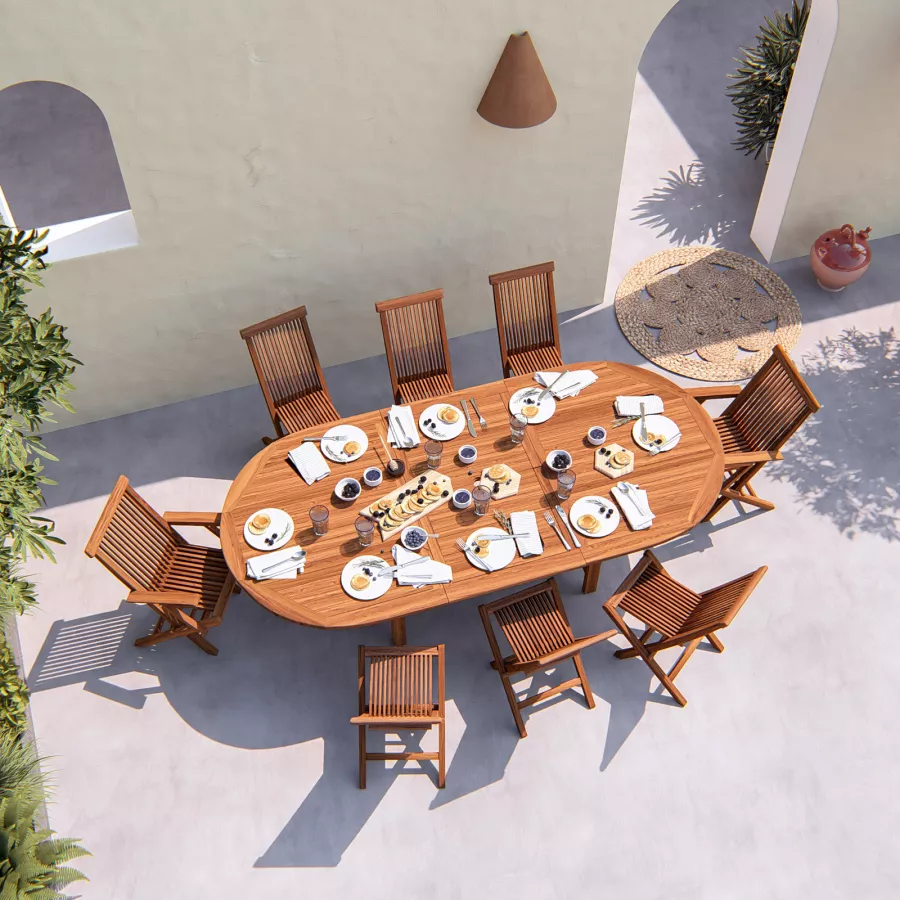 Set pranzo con tavolo allungabile 180/240x120 cm e sedie