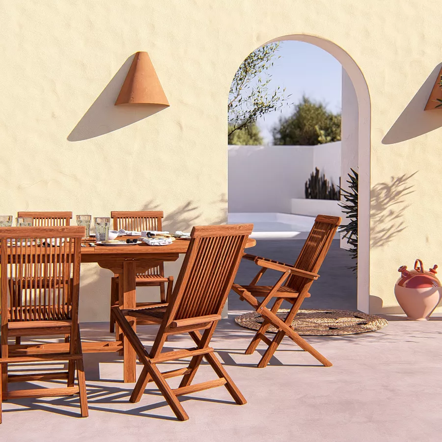 Set pranzo con tavolo allungabile 180/240x120 cm e sedie