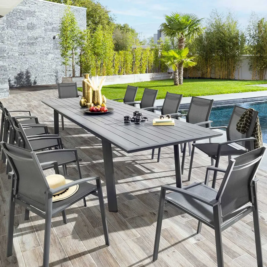 Tavolo da giardino in plastica, foro per ombrellone, 137x85x72hcm, verde , Tomaino | Leroy Merlin