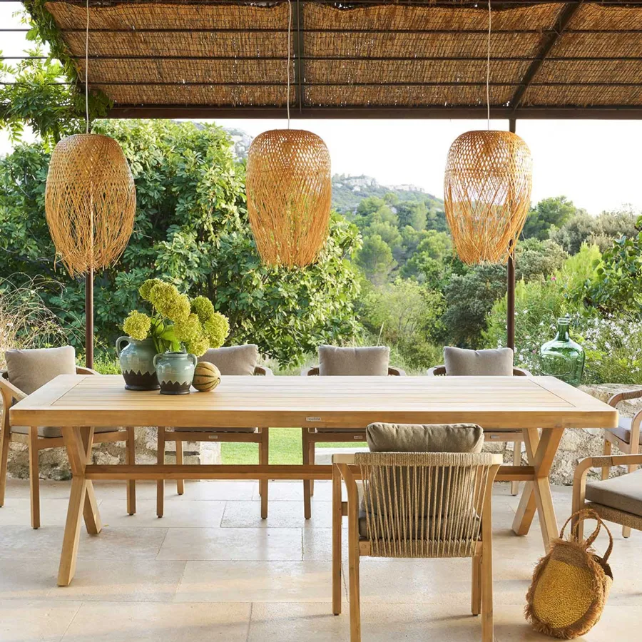 Tavolo Da Giardino 190x90x75 Cm In Rattan E Legno Di Acacia – Nero, Resistente Alle Intemperie, Per Esterno Balcone E Terrazzo