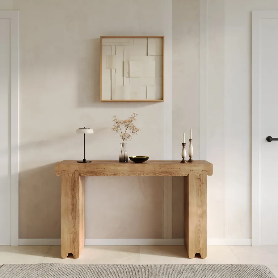 Tavolo Consolle A Forma Di Bicicletta Vintage - Legno Massello Di Mango E Ferro, 183x35,6x84 Cm, Unico Fatto A Mano, Bianco