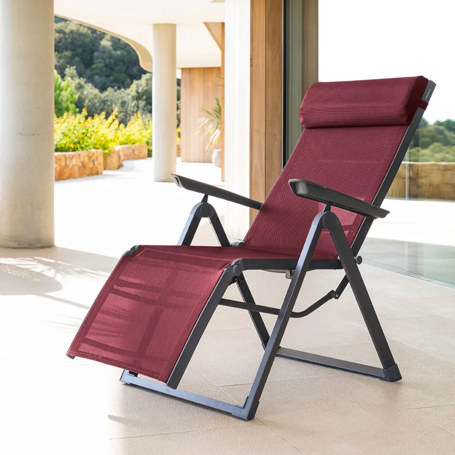 Outsunny Set 2 Lettini Sdraio Reclinabili con Tavolino Pieghevole Grigio