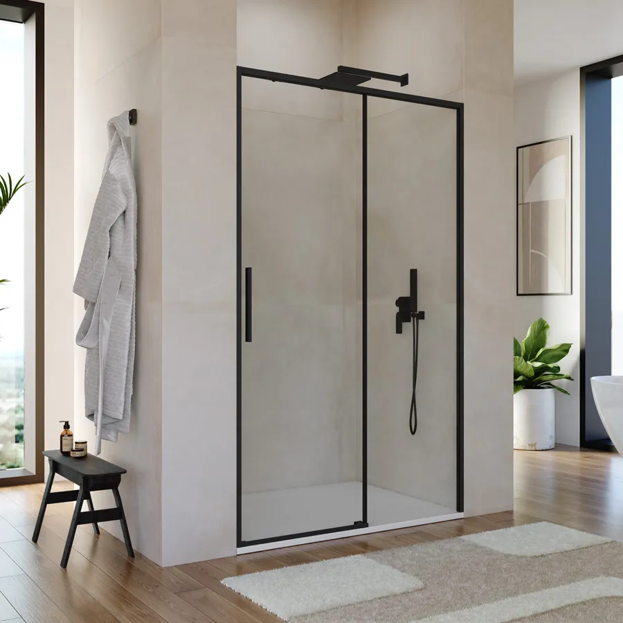 Doccia Nicchia New Giada 100cm - Porta Scorrevole In Vetro 6mm, Telaio Cromato, Altezza 185cm