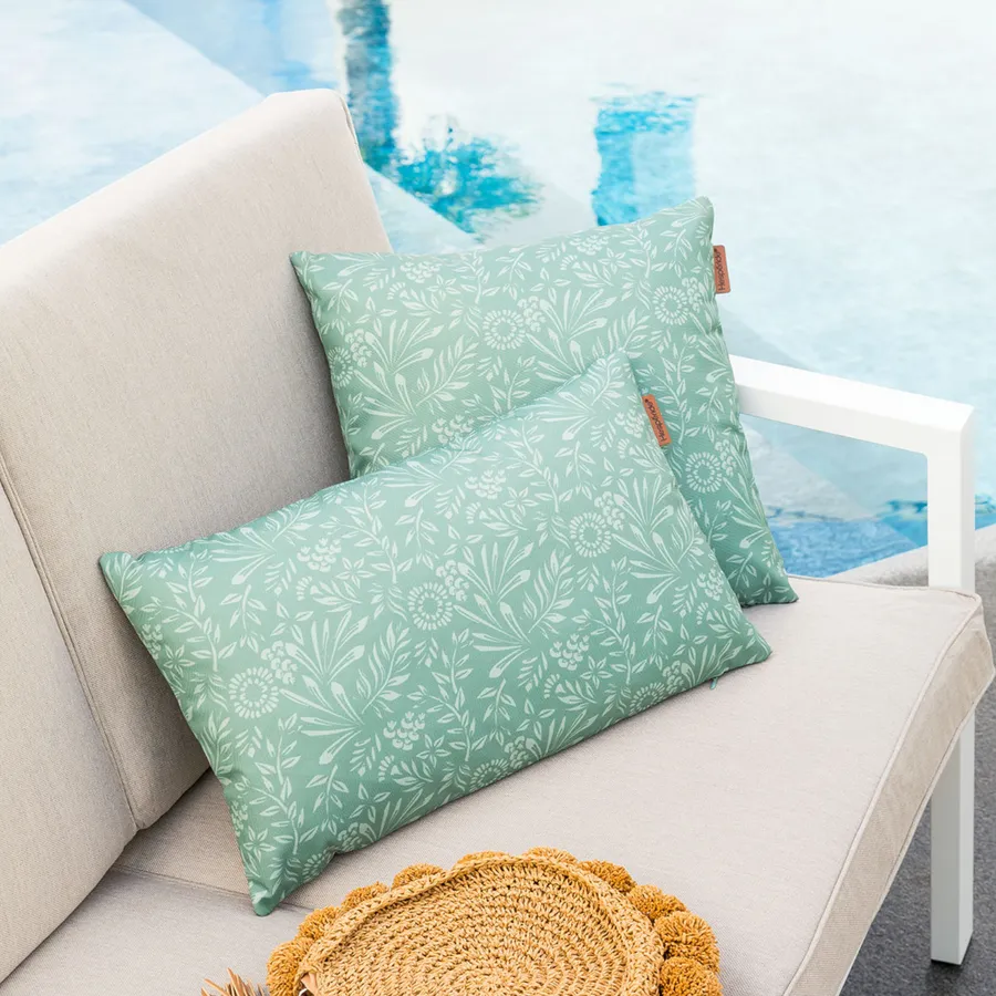 Degawo Cuscino Decorativo Per Esterni 40x40 Cm - Resistente Alle Intemperie, In Poliestere Impermeabile, Motivo Floreale Rosa E Verde - Per Giardino, Terrazza, Balcone - 2