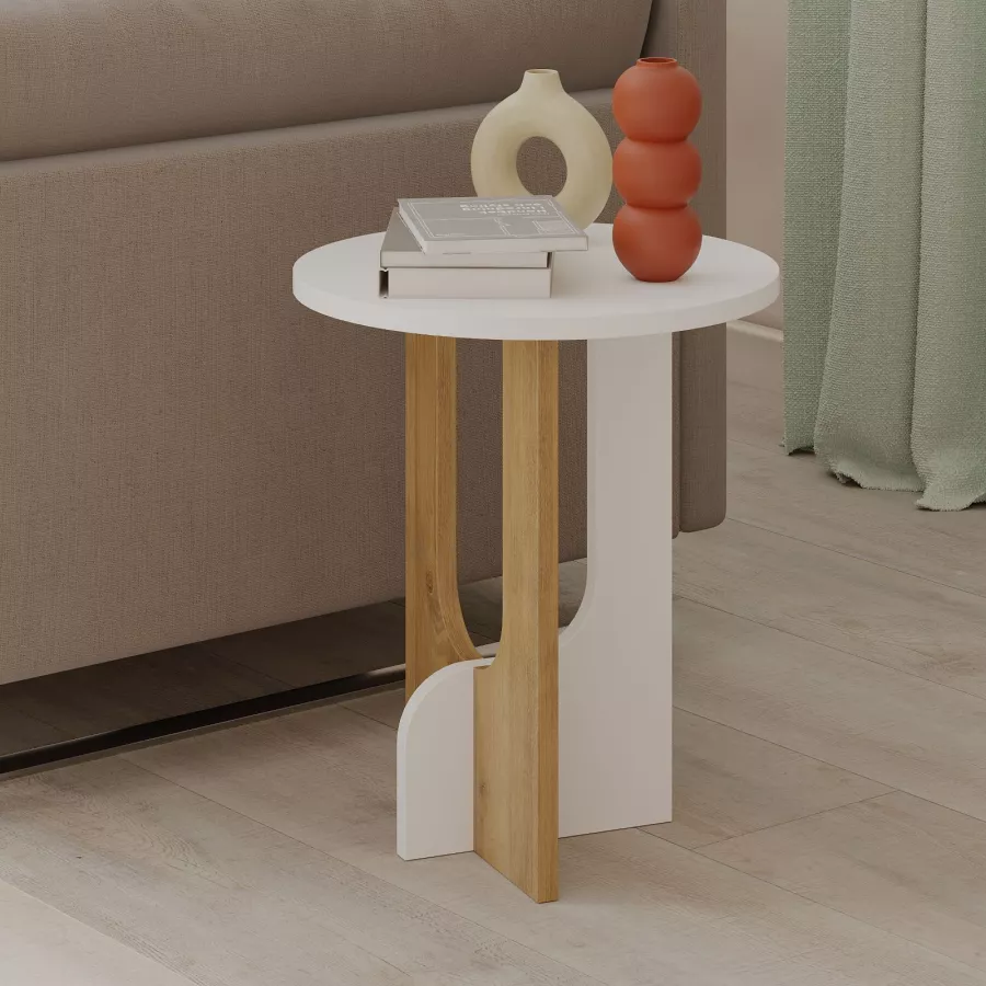 Tavolo Da Pranzo Rotondo 60 Cm In Legno Bianco Opaco - Tulipano