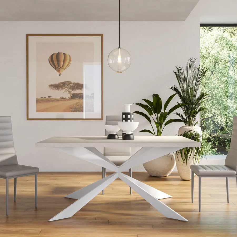 Tavolo Da Pranzo IDMarket GEORGIA 160x80 Cm Per 8 Persone – Simil Faggio E Bianco, Stile Moderno, Con Fascia Centrale Opaca