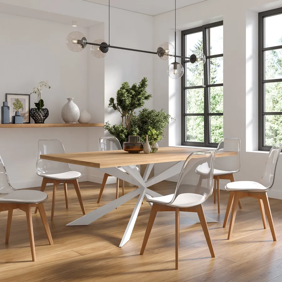 Tavolo Da Pranzo Rettangolare 80x140 Cm – Design Rovere E Nero Con Gambe Incrociate In Ferro, MDF E Metallo, Carico 130 Kg, Montaggio Richiesto