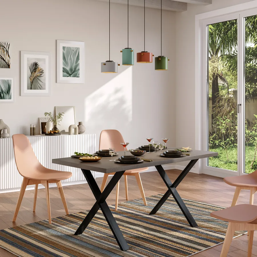 ASTIMESA Tavolo Da Cucina In Vetro Nero, Metallico, 80x40 Cm, Design Funzionale