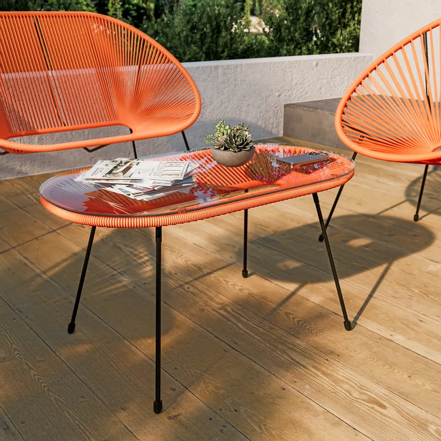 Panca impilabile in metallo arancione da giardino cm 125x60 77h Alice