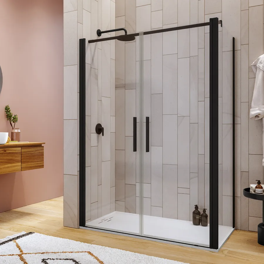 Box doccia 80x140 apertura saloon con vetro anticalcare trasparente e ...