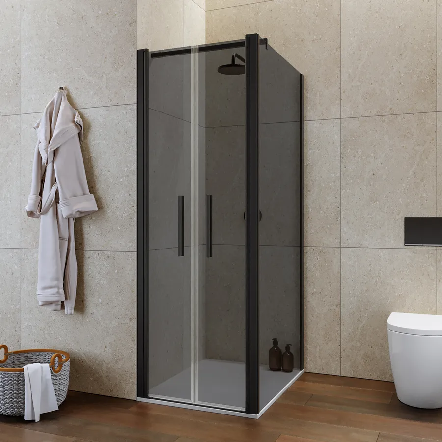 Box doccia 90x70 apertura saloon con vetro anticalcare fumè e profilo ...