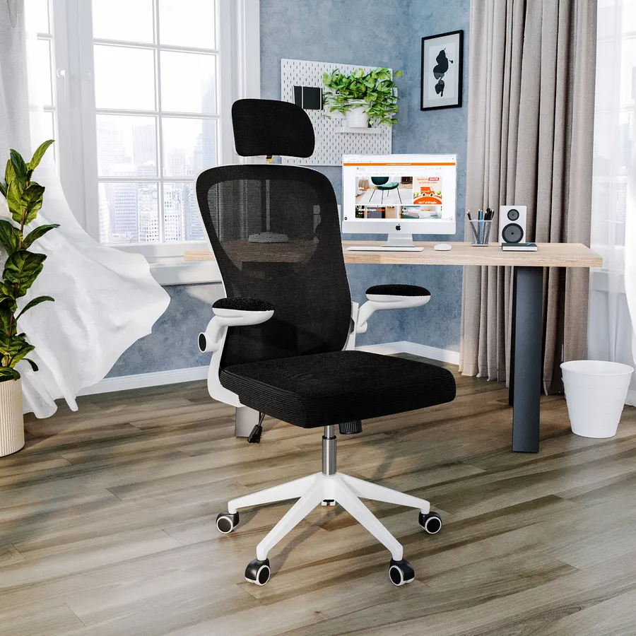 Sedia da lavoro TOP WORK 98 tessuto in maglia nero hjh OFFICE | Leroy