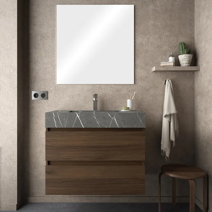 Specchio Da Esterno Effetto Pietra Quadrato - Per Giardino, Design Testurizzato, Resistente Alle Intemperie - Foto 3