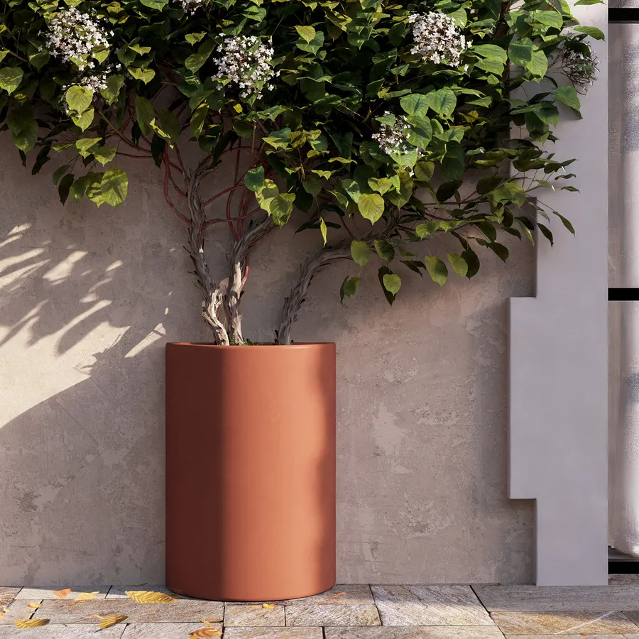 Vaso A Parete Semicircolare Svasato Liscio Fioriera In Terracotta - Foto 3