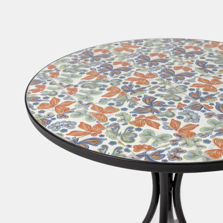 Tavolo Da Giardino Rotondo Siena Garden Prato - Piano Mosaico, Ferro, Ø60cm, Multicolore - Foto 2