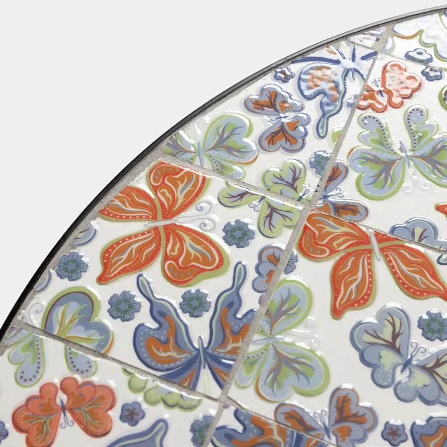 Tavolo Da Giardino Rotondo Siena Garden Prato - Piano Mosaico, Ferro, Ø60cm, Multicolore - Foto 3