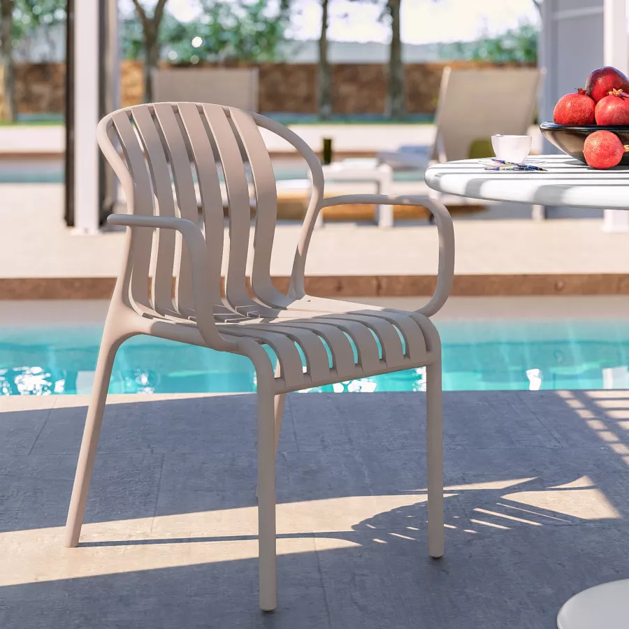 Sedia Da Giardino, 55 X 73 X 94 Cm, Nero/beige
