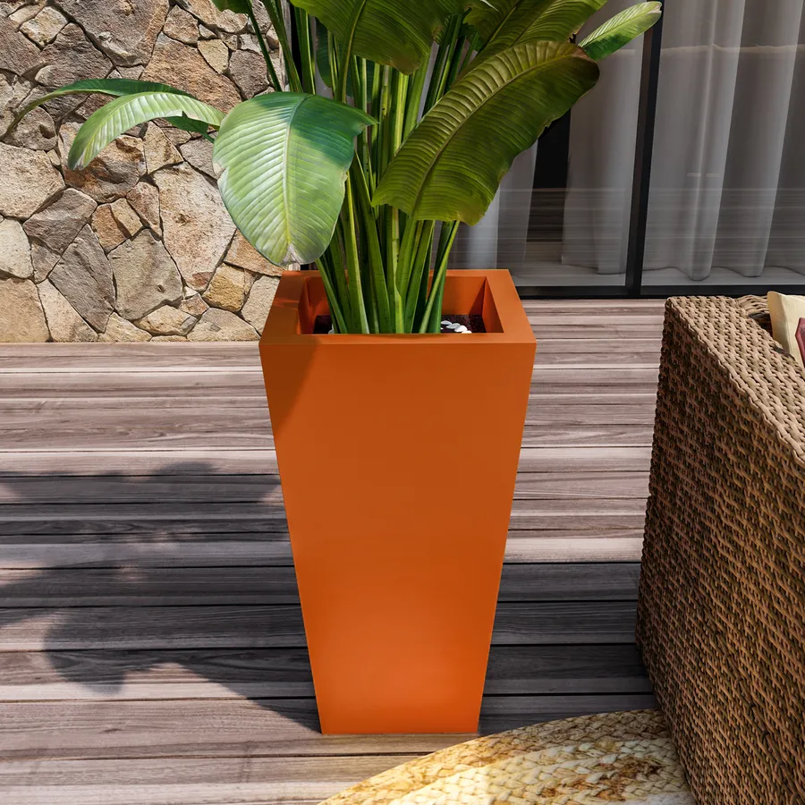Vaso Pepia In Polipropilene Colore Terracotta, 30 Cm, Per Interni Ed Esterni - 2