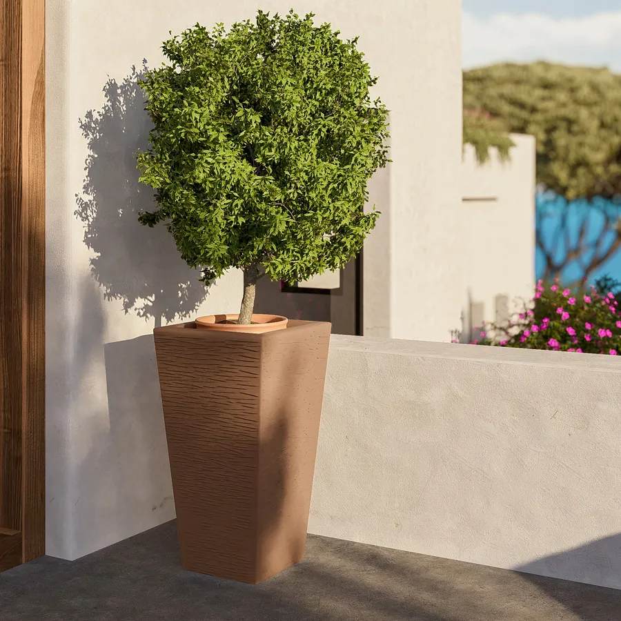 Rebecca Mobili Vaso Polyrattan Portavaso Piccolo Nero per Piante Fiori