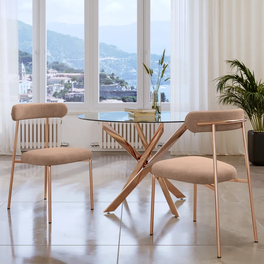 Sedie Moderne Sedia Metallo Oro Sedia In Tessuto Rosa Con