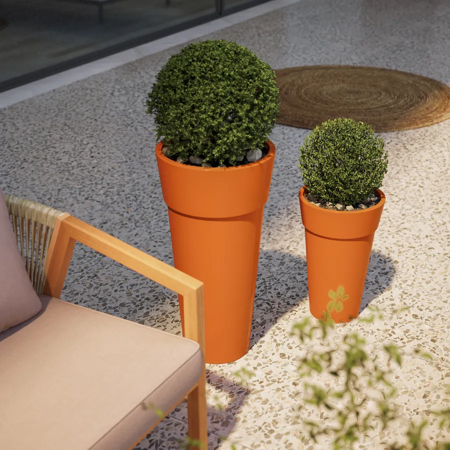 Vaso Fiori Pepia ICILM40CTE In Polipropilene - 30 Cm, Colore Terracotta - Resistente Agenti Atmosferici Per Interni/Esterni