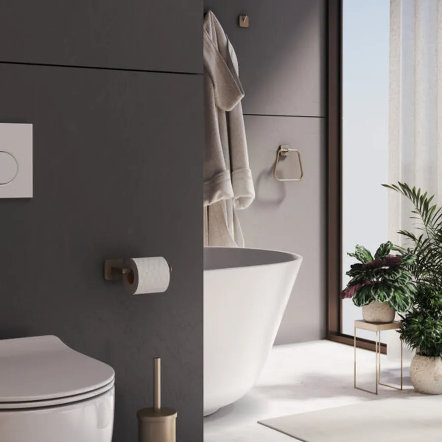 Set 4 Accessori Bagno In Acciaio Inox Nero Opaco - Porta Asciugamani E Portarotolo - Montaggio A Parete, 50 Cm