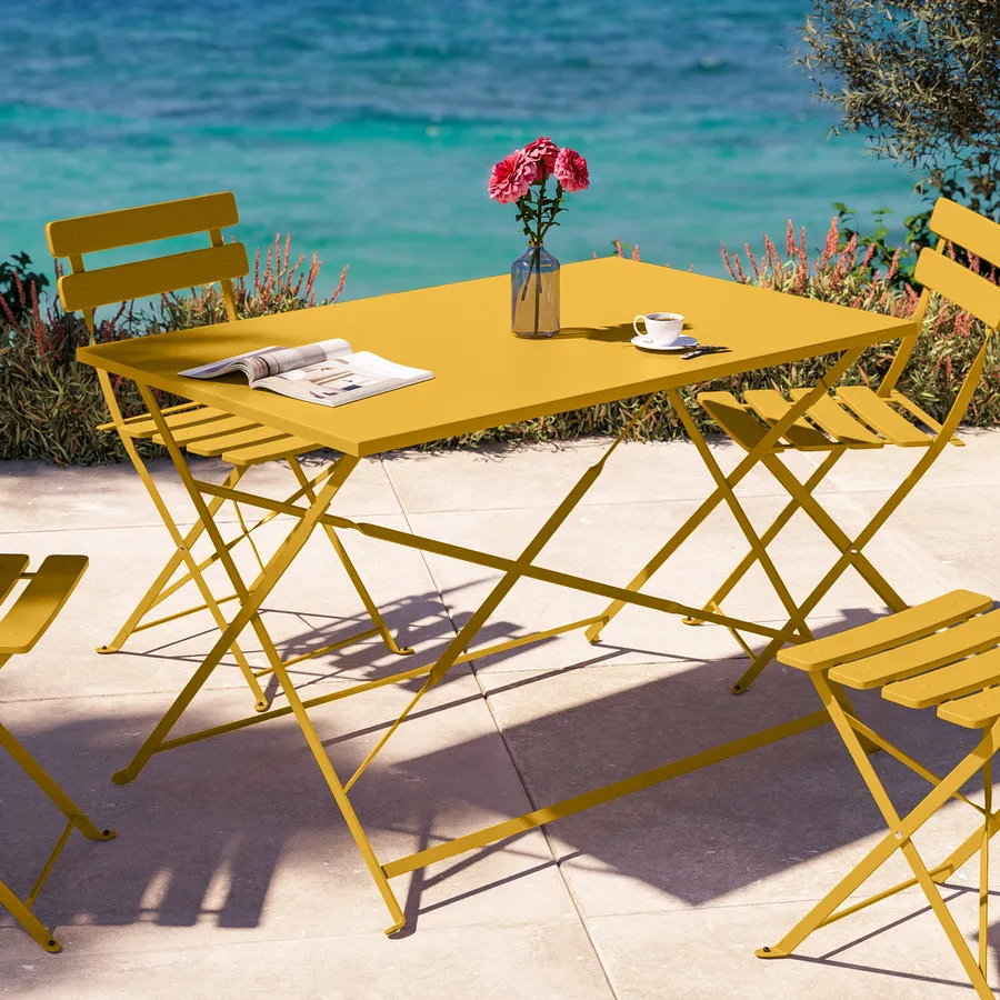 Beliani Tavolo Da Giardino Tondo In Metallo Verde – Pieghevole, Design Retrò Con Piano A Filigrana, Per Esterno